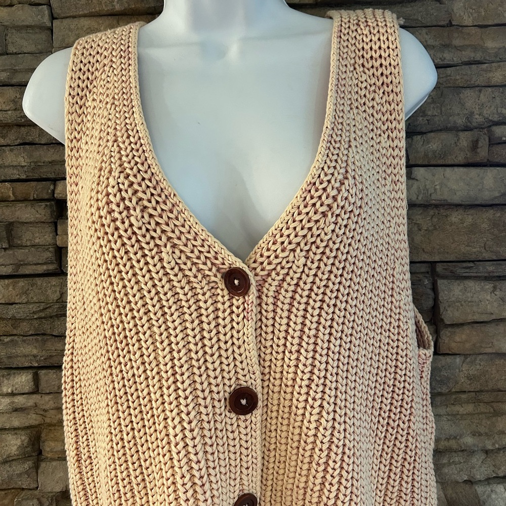 Free People Close To Me Knit Vest Mellow Rose Pink Sz  Large - Picture 2 of 7